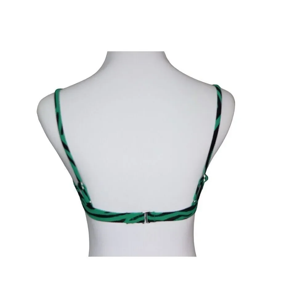 Xhilaration Zebra Green Removable Pad‎ Bikini Swimwear Top SMALL Animal Print